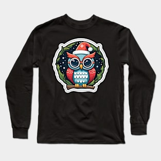 Christmas Owl Drawing Long Sleeve T-Shirt